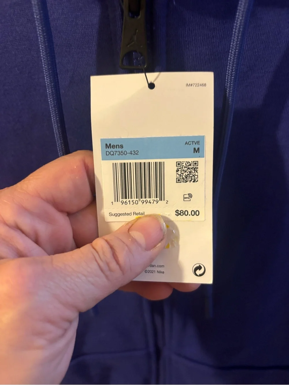 NWT Jordan Royal Blue Full-Zip Hoodie with White Jumpman
